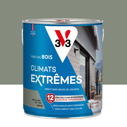 Peinture extérieure bois Climats extrêmes® V33 vert olivier satiné 2.5l