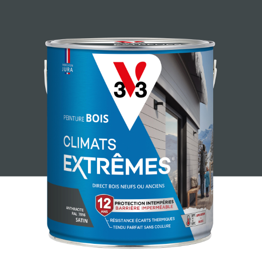 Peinture extérieure bois Climats extrêmes® V33 anthracite satiné 2.5l