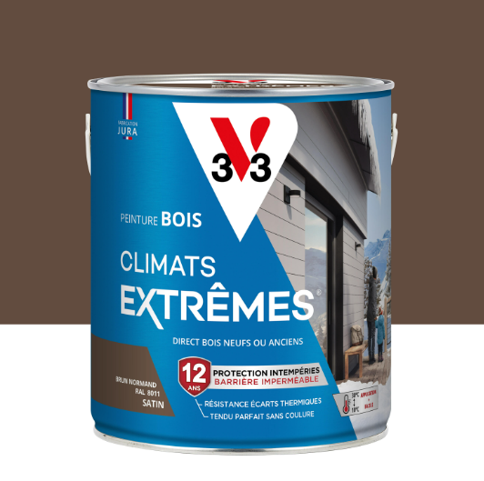 Peinture extérieure bois Climats extrêmes® V33 brun normand satiné 2.5l