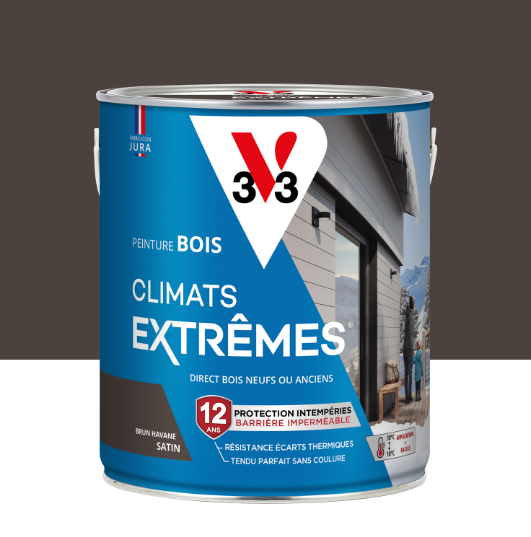 Peinture extérieure bois Climats extrêmes® V33 brun havane satiné 2.5l