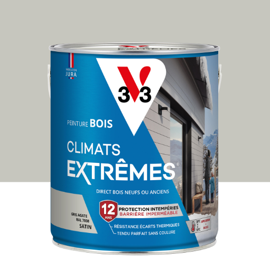 Peinture extérieure bois Climats extrêmes® V33 gris agate satiné 2.5l