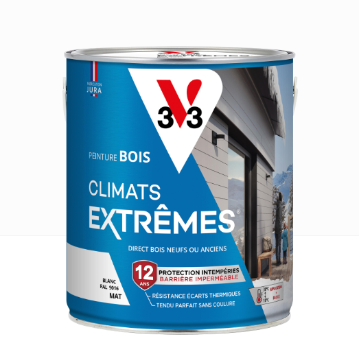 Peinture extérieure bois Climats extrêmes® V33 blanc mat 2.5l