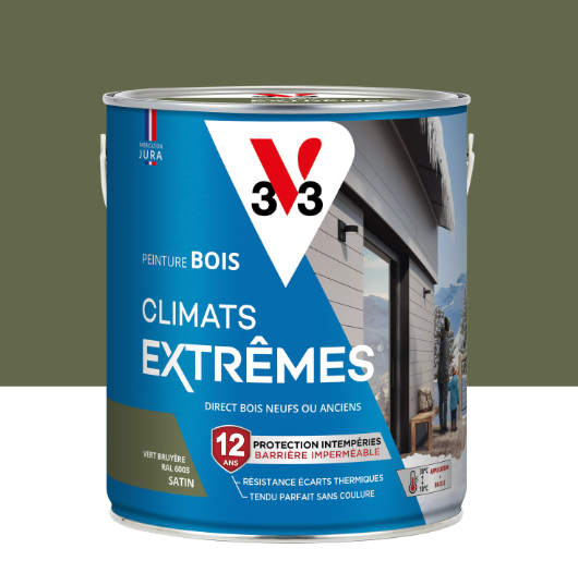 Peinture extérieure bois Climats extrêmes® V33 vert bruyere satiné 2.5l