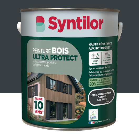 Peinture extérieure bois Ultra protect SYNTILOR gris anthracite satiné 5l