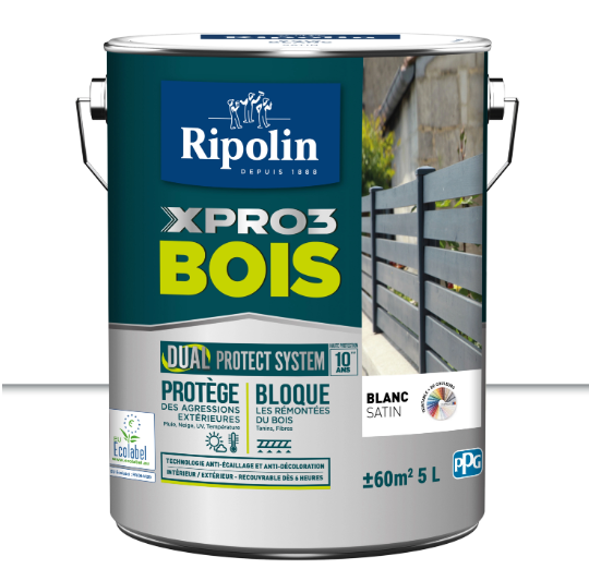 Peinture extérieure bois Xpro3 RIPOLIN blanc satiné 5l