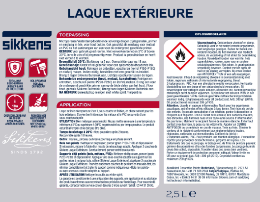 Peinture extérieure bois SIKKENS blanc satiné 2.5l