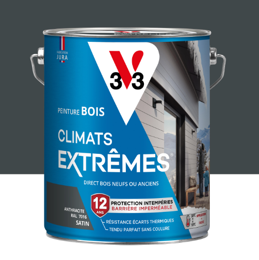 Peinture extérieure bois Climats extrêmes® V33 anthracite satiné 5l