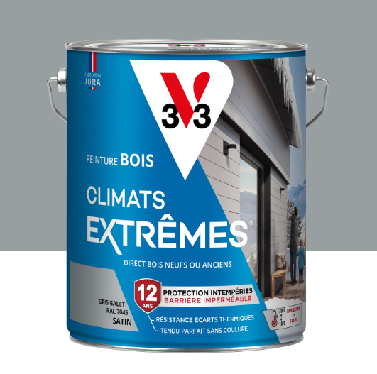 Peinture extérieure bois Climats extrêmes® V33 gris galet satiné 5l