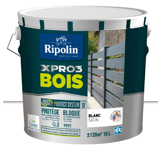 Peinture extérieure bois Xpro3 RIPOLIN blanc satiné 10l