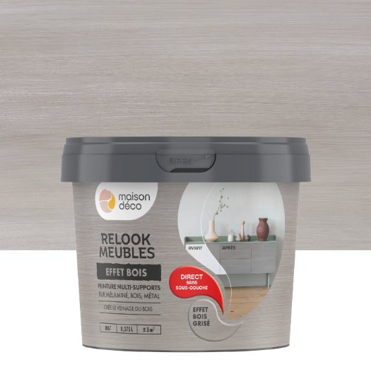 Peinture Relook meuble MAISON DECO effet bois grisé mat 375 ml