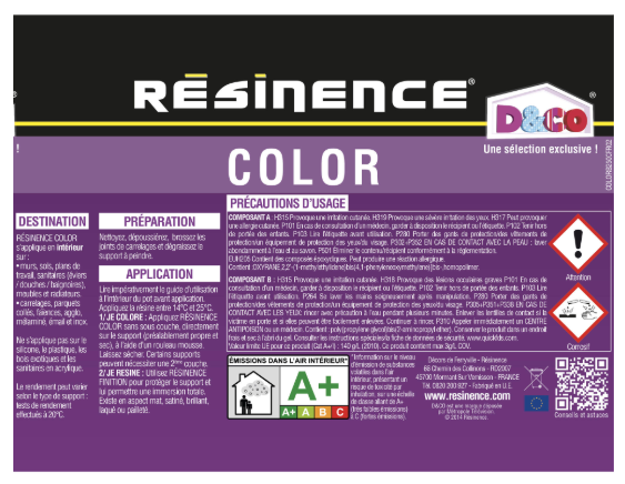 Résine colorée évier color RESINENCE, blanc cassé satiné, 0.25 l