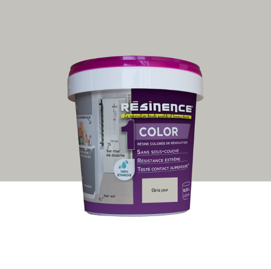 Résine colorée évier color RESINENCE, gris pur satiné, 0.25 l