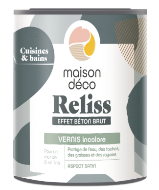 Vernis Reliss beton, MAISON DECO, vernis incolore satiné, 1L
