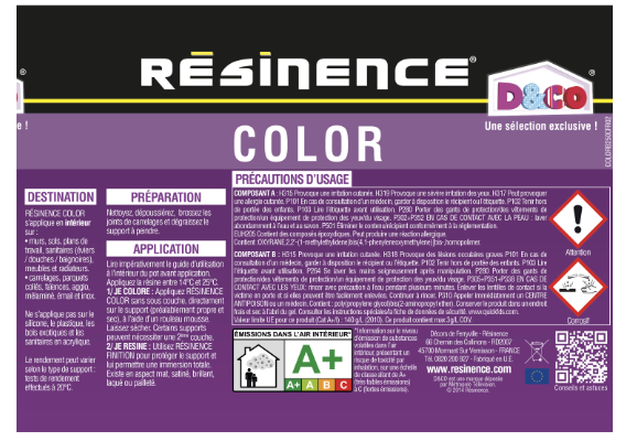 Résine colorée évier color RESINENCE, noir satiné, 0.5L