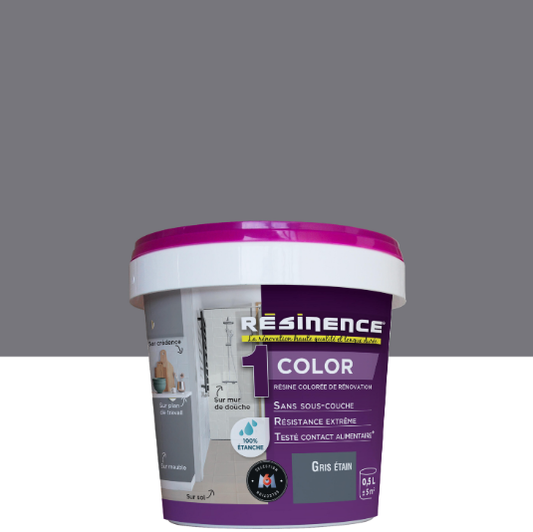 Résine colorée évier color RESINENCE, gris étain satiné, 0.5L