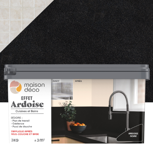 Enduit décoratif Masqu'carrelage ardoise MAISON DECO, noir, 3kg