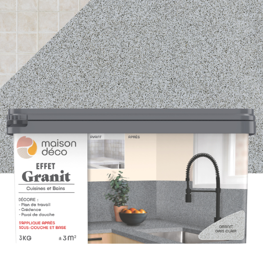 Enduit décoratif Masqu'carrelage granit MAISON DECO, gris clair, 3kg