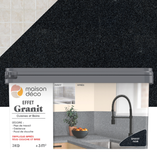 Enduit décoratif Masqu'carrelage granit MAISON DECO, noir, 3kg