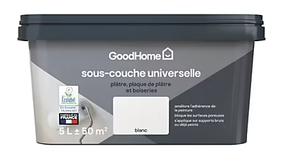 Sous-couche universelle plâtre plaque de plâtre et boiseries blanc GoodHome 5L