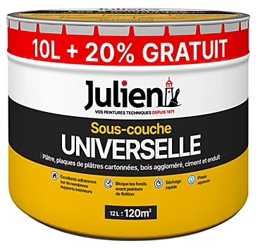 Sous-couche universelle pour plâtre, aggloméré, ciment et enduit Julien mat blanc