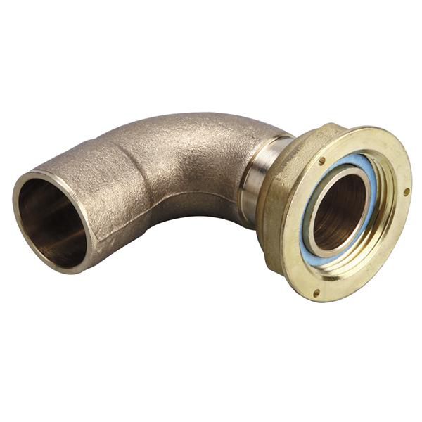 Copper elbow fitting for welding meter with tube seal Ø 22 mm caliber 20