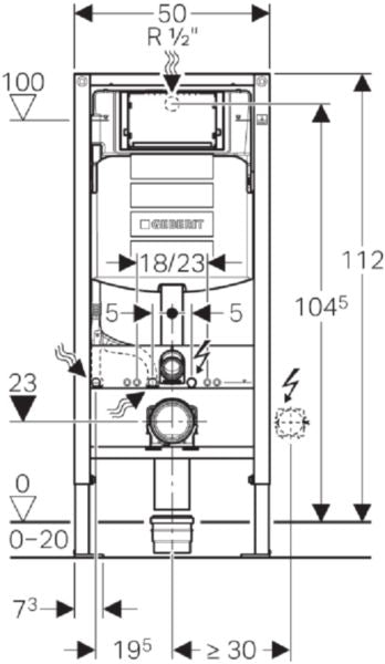 Bâti support DUOFIX NF et plaque de déclenchement h. 112 cm