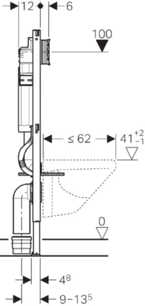 Bâti support DUOFIX NF et plaque de déclenchement h. 112 cm