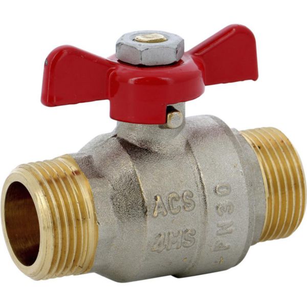 Galvanized steel ball valve with male-male butterfly handle Ø 3/4