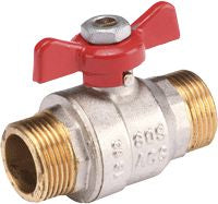 Galvanized steel ball valve with male-male butterfly handle Ø 3/4