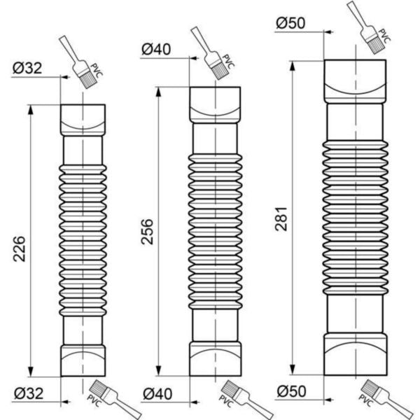 MAGICOUDE® flexible elbow to be glued Ø 32 mm which allows to connect 2 PVC pipes