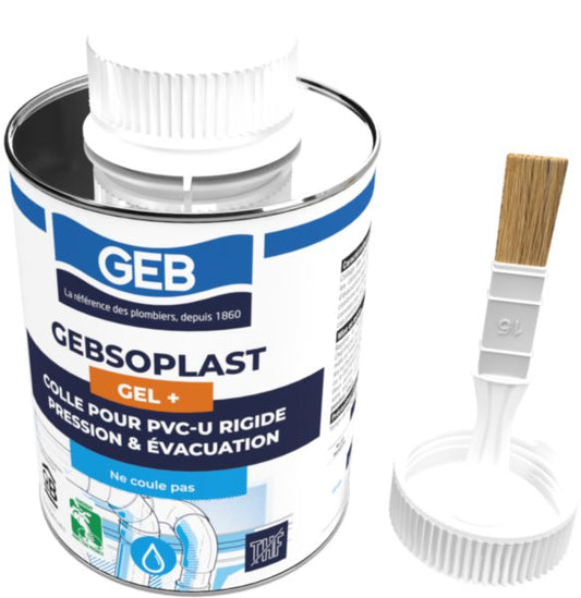 Colle GEBSOPLAST GEL + pour raccords en PVC rigide pot de 500 ml