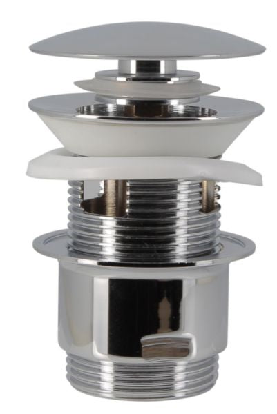 CLIC CLAC shiny chrome-plated brass waste for ø 63 mm basin, 48 mm thread with overflow