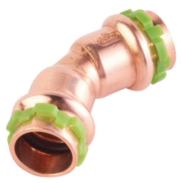 Female-female crimping copper elbow 45° Ø 14 mm bag of 2 pieces