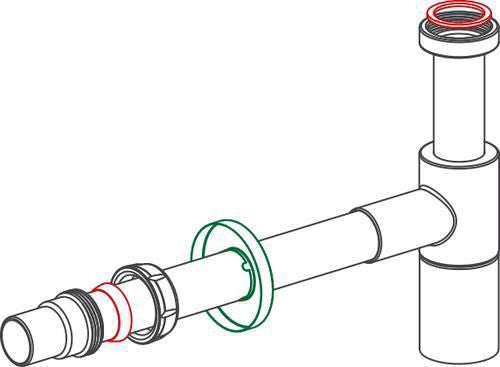 Siphon in shiny chrome-plated brass with visible adjustable tube, outlet ø 32 mm, flow rate 31 L/min