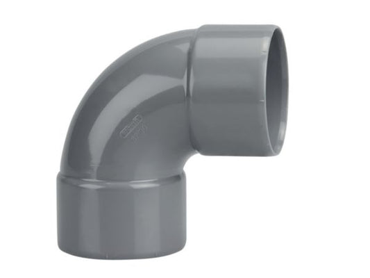 Single elbow NF in gray PVC female-female Ø 50 mm inclination angle 90° external Ø 50 mm