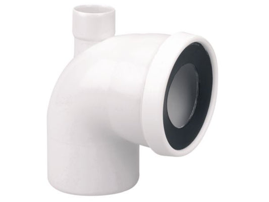 White connection elbow with ventilation outlet ø 100