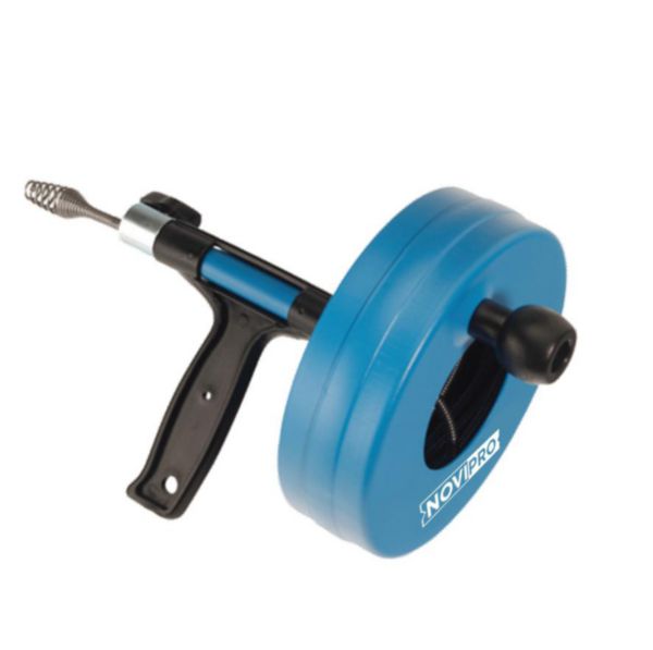 Blue manual drain cleaner with metal drum for easy cable storage L. 7.5 m x ø 6.35 mm