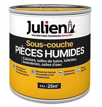 Sous-couche Pièces Humides Cuisine & Salle de Bain Julien Mat Blanc 2,5L
