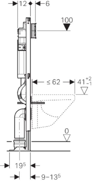 Bâti support DUOFIX autoportant et plaque de déclenchement h. 112 cm