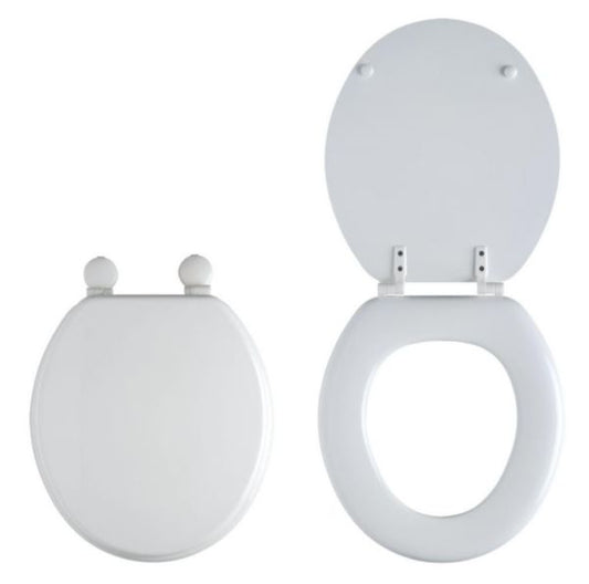 WOODY stainless steel toilet seat in molded wood also suitable for short toilets white 2.5 kg