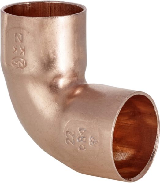 Female-female copper welding elbow 90° Ø 16 mm bag of 2 pieces