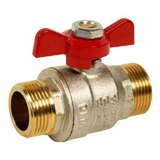 Galvanized steel ball valve with male-male butterfly handle Ø 3/8 