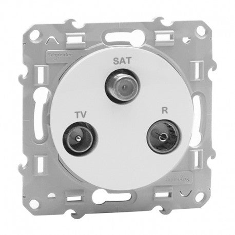 White ODACE tv/fm/sat socket l. 71 x h. 71 x teacher 40mm 350mA