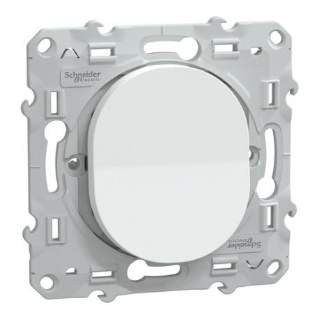 NF OVALIS® two-way switch in smooth white PVC, 1.7 mm thick, 71 mm center distance