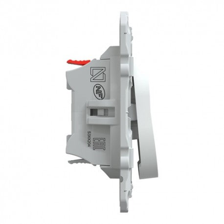 NF OVALIS® two-way switch in smooth white PVC, 1.7 mm thick, 71 mm center distance