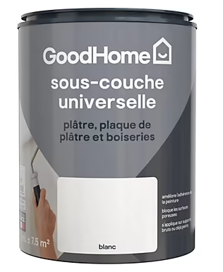 Sous-couche universelle plâtre plaque de plâtre et boiseries blanc GoodHome 0,75L